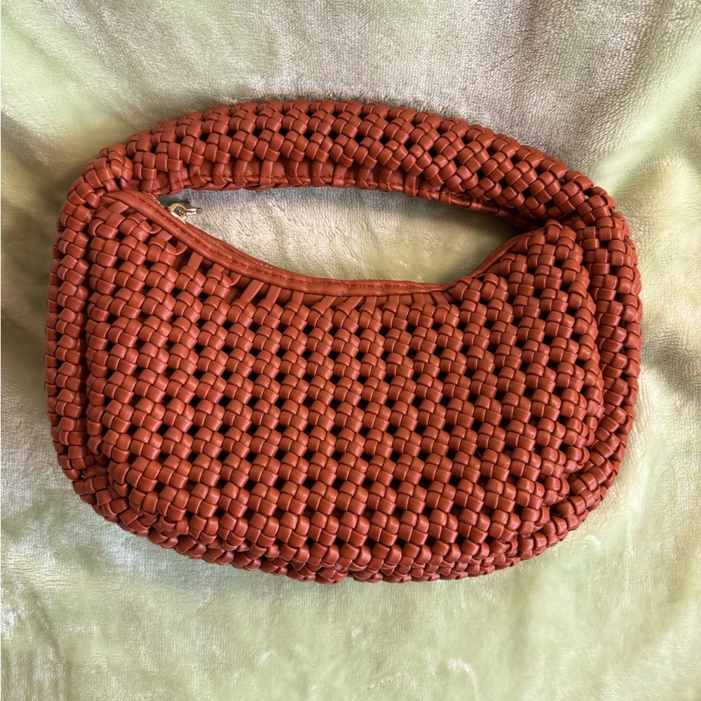 Sincerely Jules Brownsh Orange woven smiley Crochet Wristlet with Modern Design